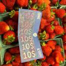 Nova Scotia Loyal Voucher sits atop bright, red strawberries